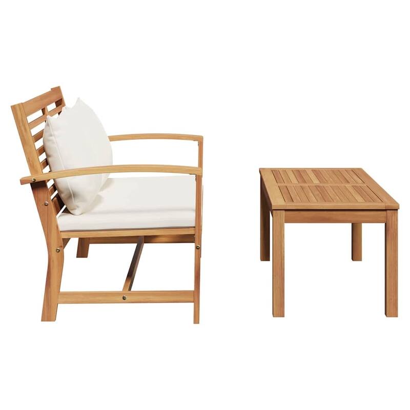 vidaXL Garden Sofa Set 2 pcs Natural Solid teak wood - 37.4 x 17.7 x 15.7