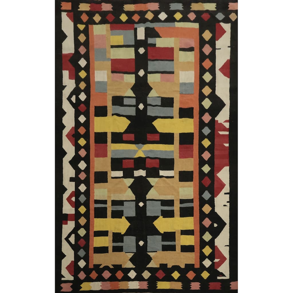 Hand Woven Oriental 100% Wool Carpet Southwestern Tribal Multi-Colored Kilim Area Rug - 12' 0'' X 8' 7''