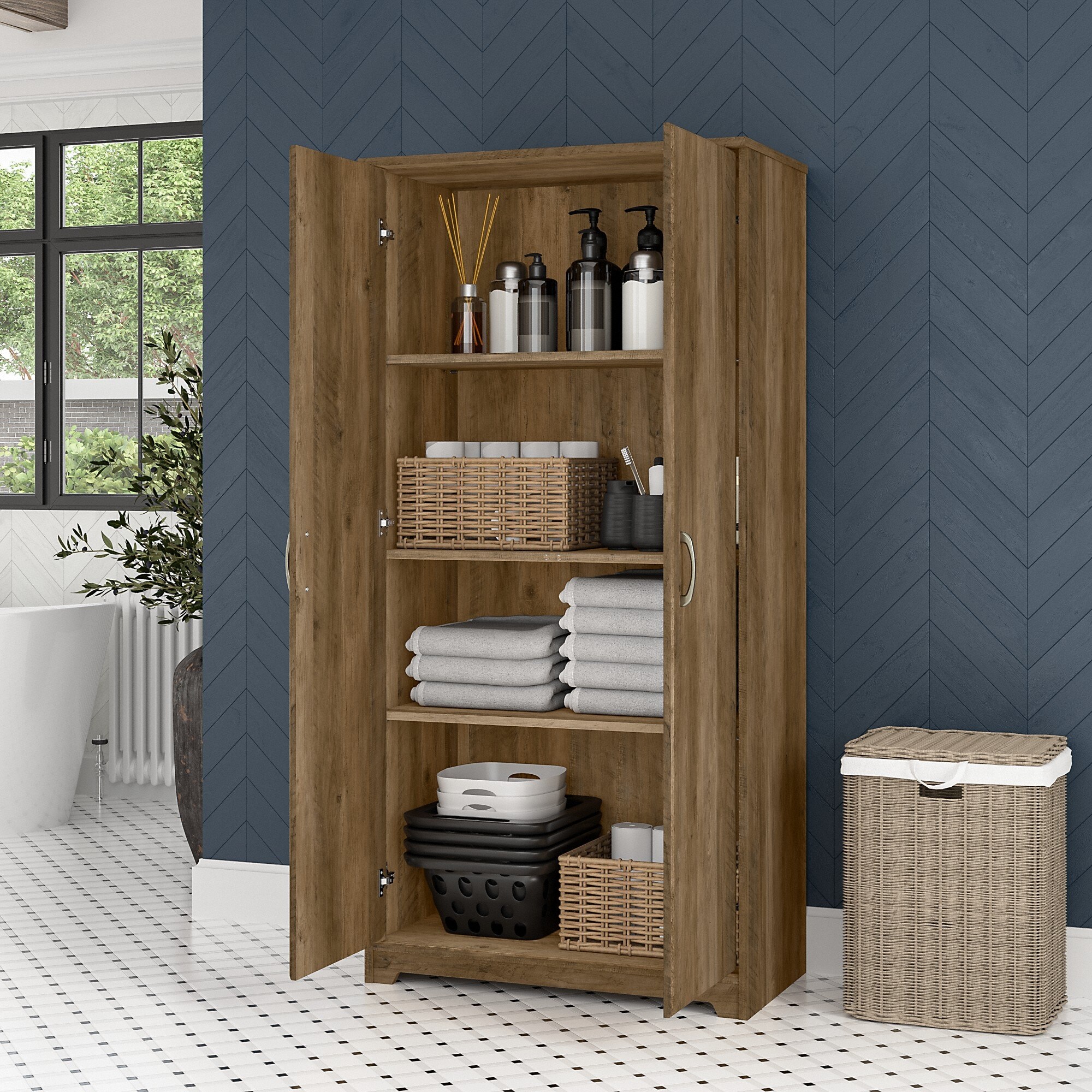 Bush Furniture Cabot Small Bathroom Storage Cabinet with Doors in