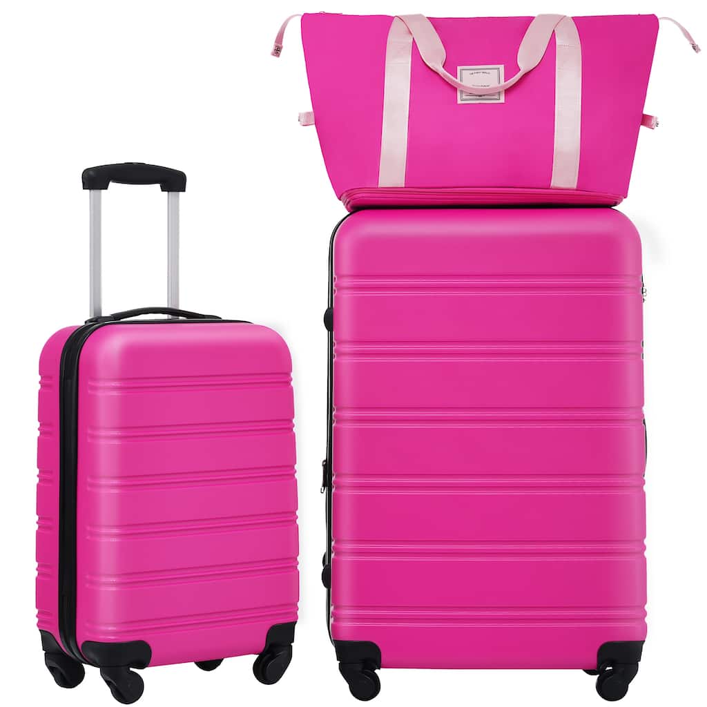 2-Piece Modern Luggage Sets, Hard-Shell Luggage with 360° Swivel Spinner and TSA Lock, for Boarding Travel, Pink