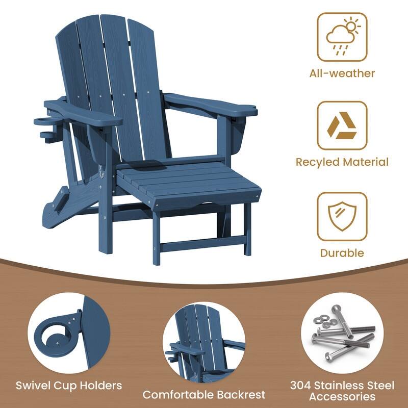 Folding Outdoor Chair with 3-Position Reclining Backrest & Telescoping Footrest