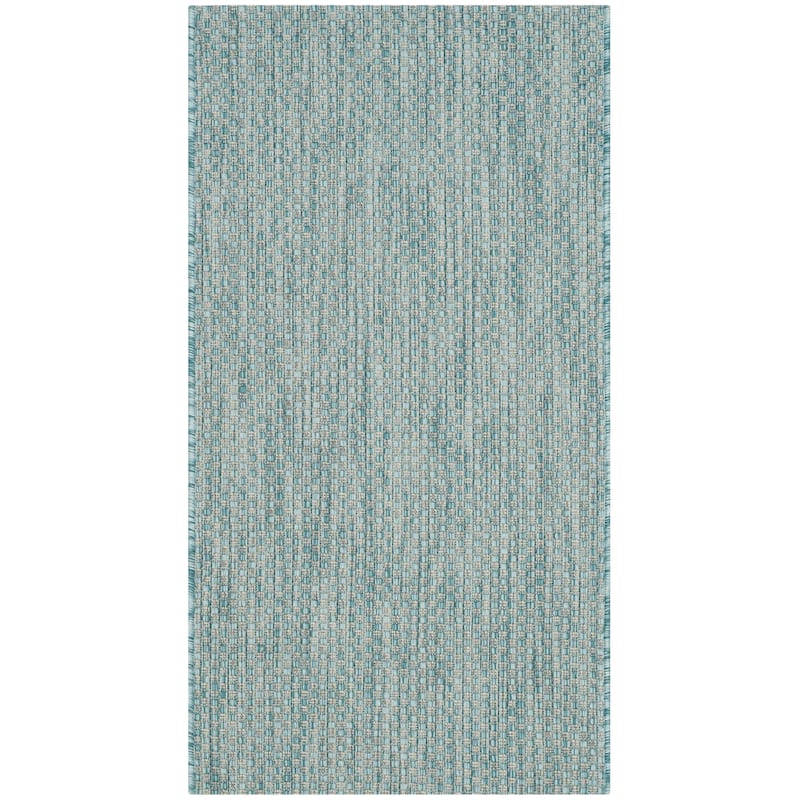 SAFAVIEH Courtyard Begajeta Indoor/Outdoor Waterproof Patio Backyard Rug. - 2'3" x 5' - Aqua/Grey