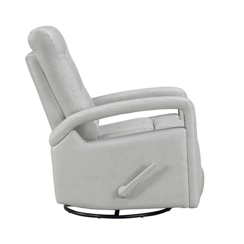 Kamo Manual Recliner Swivel Chair, 32 Inch, Smoke Gray Faux Leather