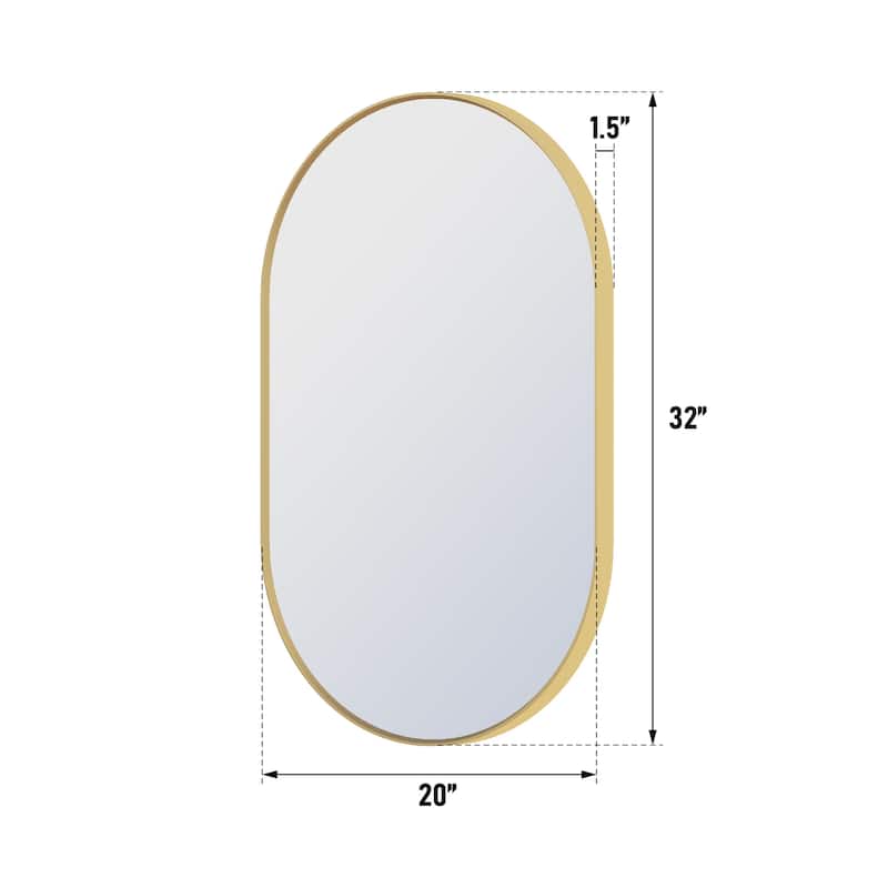Bathroom Wall Mounted Oval Metal Framed Mirror
