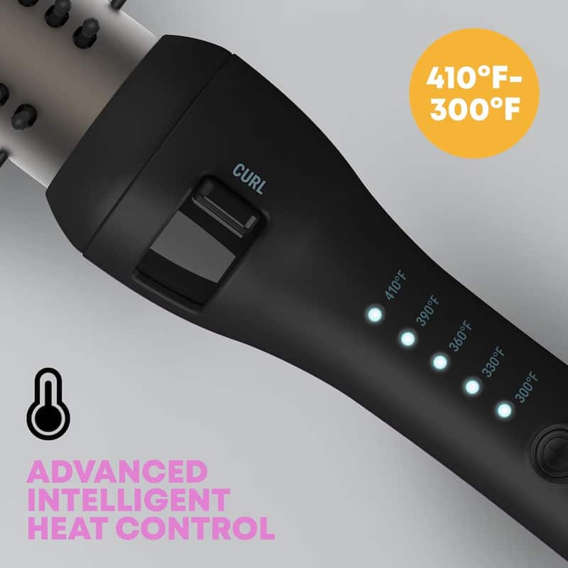Revamp Progloss Volume & Wave Ceramic Heated Curling Iron Brush, 1.25" Bristles, Ceramic Barrel, Auto-Off & 9' Swivel Cord