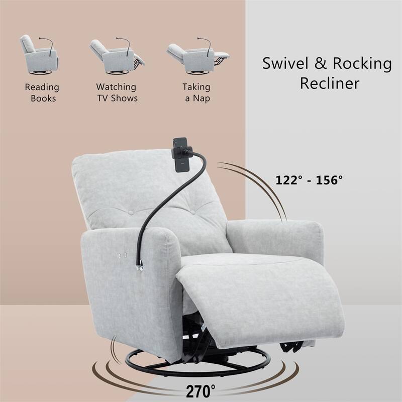 270 Degree Swivel Electric Recliner with a Phone Holder