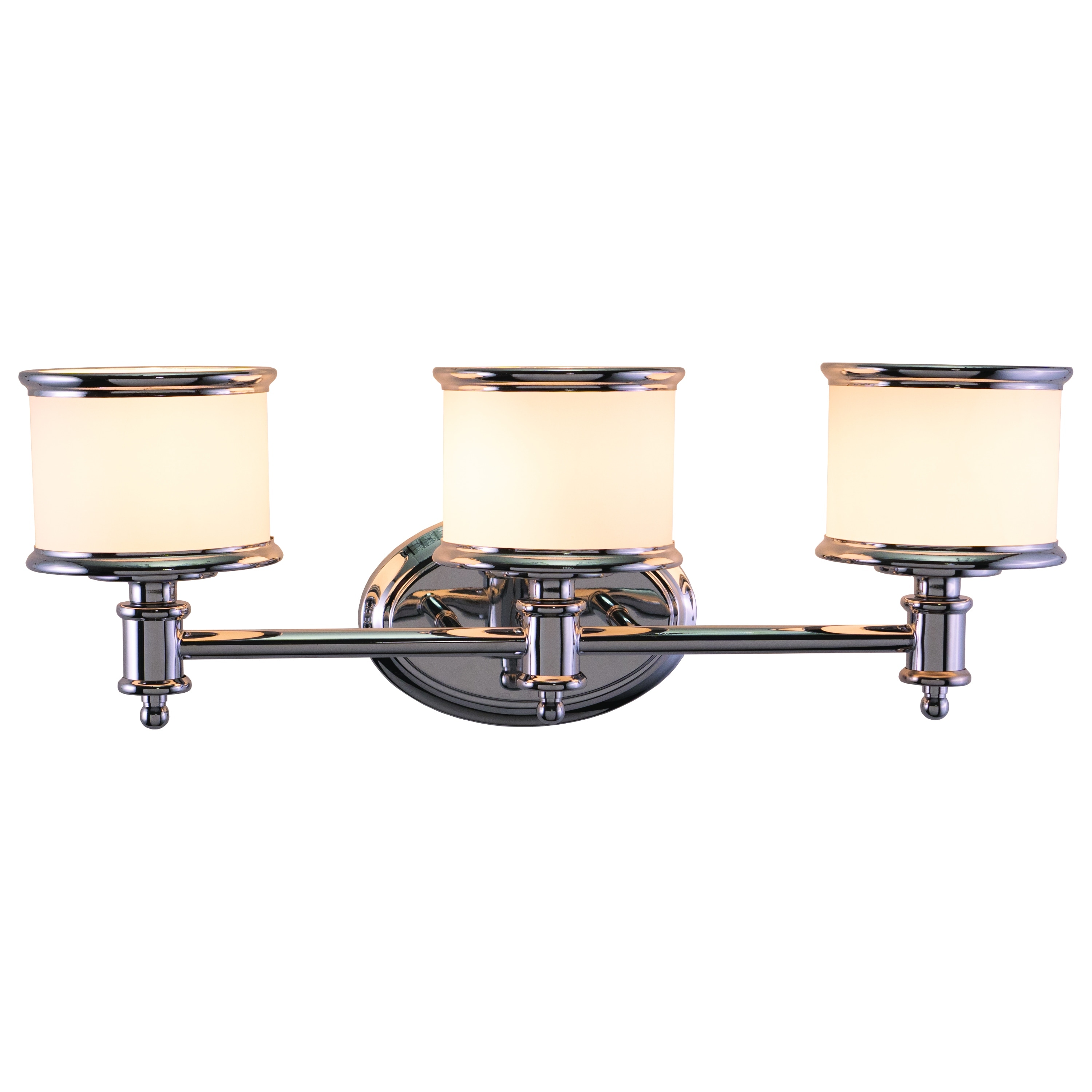 VAXCEL Carlisle 3-Light 22.25 in. W Bathroom Vanity Lighting Fixture, White Frosted Opal Glass, LED Compatible, Reversible