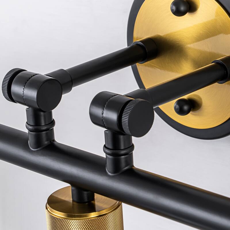3-Light Black and Gold Bathroom Vanity Light with Clear Glass Shades, Modern Wall Sconce Fixture