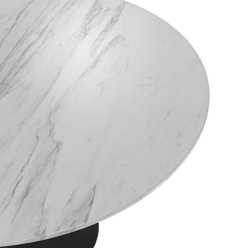 Verve 48" Round Sintered Stone TableTop Dining Table with Sleek Powder-Coated Black Finish Base for Kitchen & Dining Room