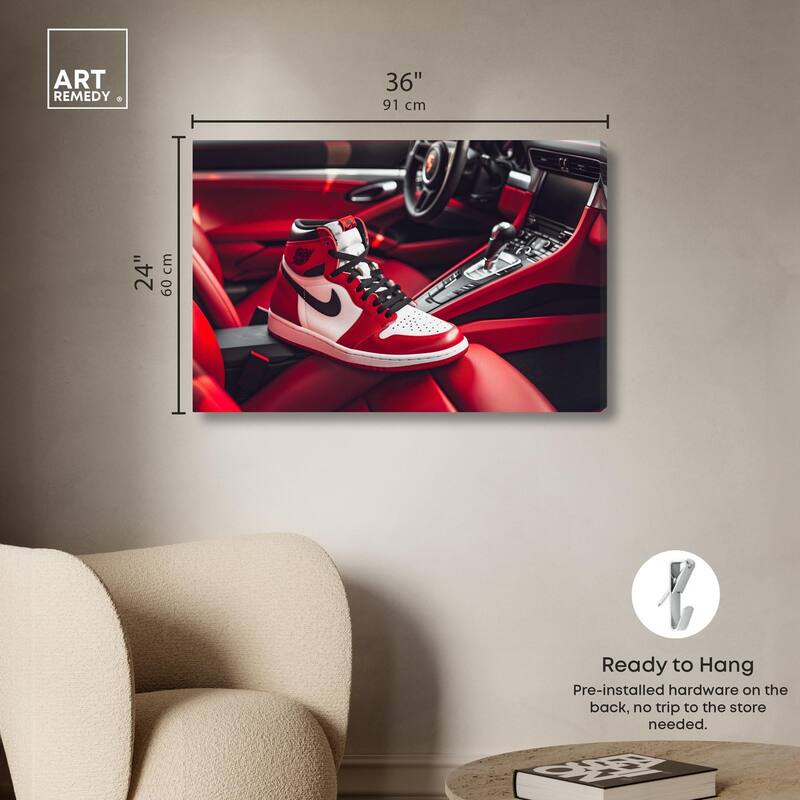 Sneaker Car Red Canvas by Art Remedy, Gallery Wrapped