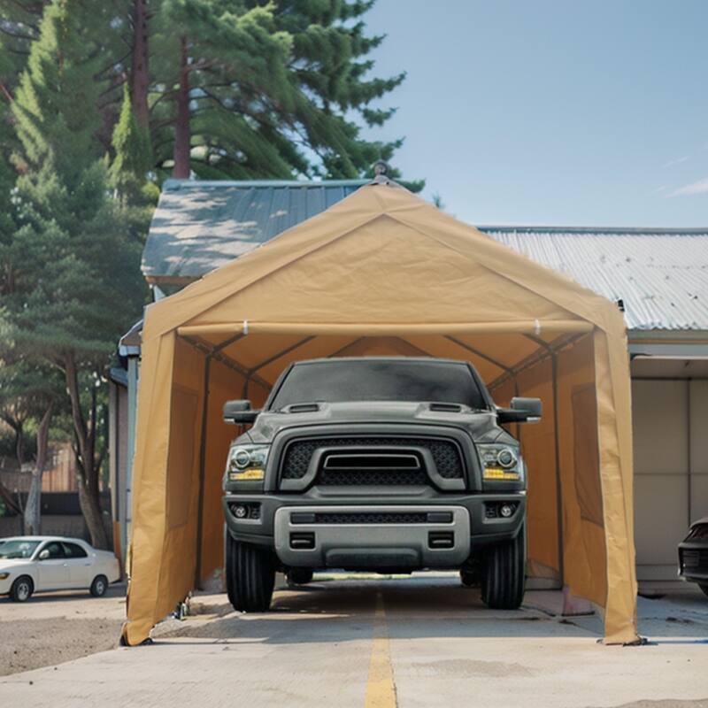 10x20 ft Heavy Duty Carport w/Roll-up Vent Windows & Sidewalls - 10x20FT