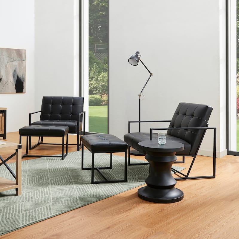 Glitzhome 29.50"W Mid-Century PU Leather Tufted Accent Chair - 29.5"W x 30.5"H x 29.25"D