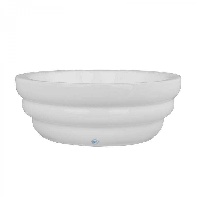 17.75" Round White Ceramic Bathroom Vessel Sink for Vanity Countertop