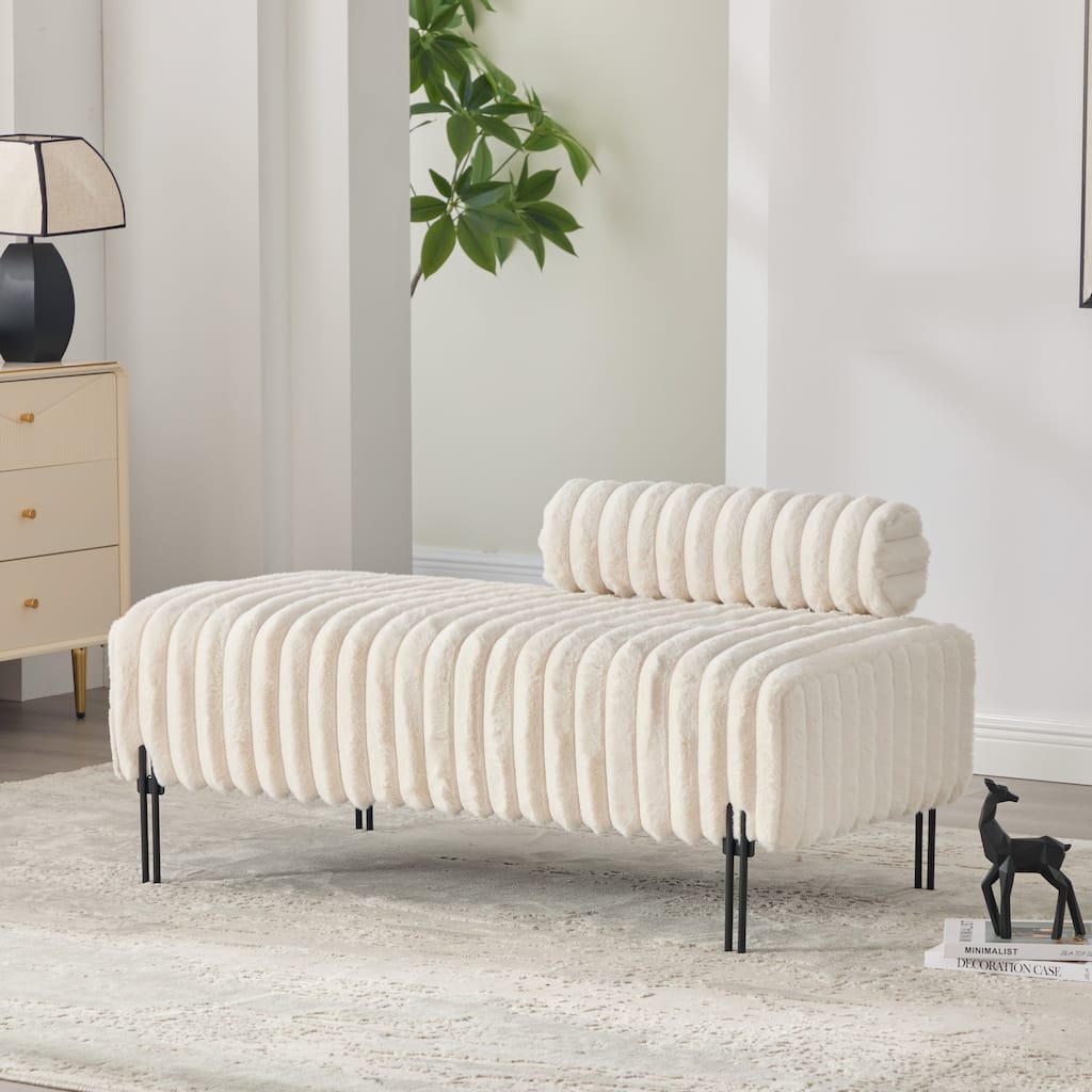 49.6"W Oversized Modern Upholstered Bench Ottoman with Metal Legs