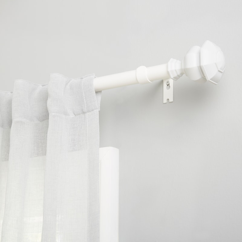 Lauren Ralph Lauren Welford 1" Adjustable Window Curtain Rod and Finial Set - 66"-120" - White