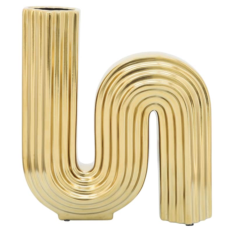 Sagebrook Home 11" Ceramic Vase Sculpture Creative Abstract Looped Vase Contemporary Glam Home or Office Table Decor