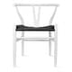 preview thumbnail 42 of 47, Woven Wood Armchair with Arms Open Y Back Mid Century Modern Office Dining Chairs Black Seat Kitchen Bedroom Organic Rattan White