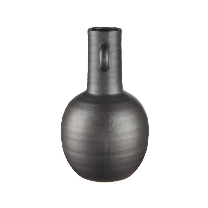 Elk Home Pavit Black Earthenware 6.5 Inch Wide Vase
