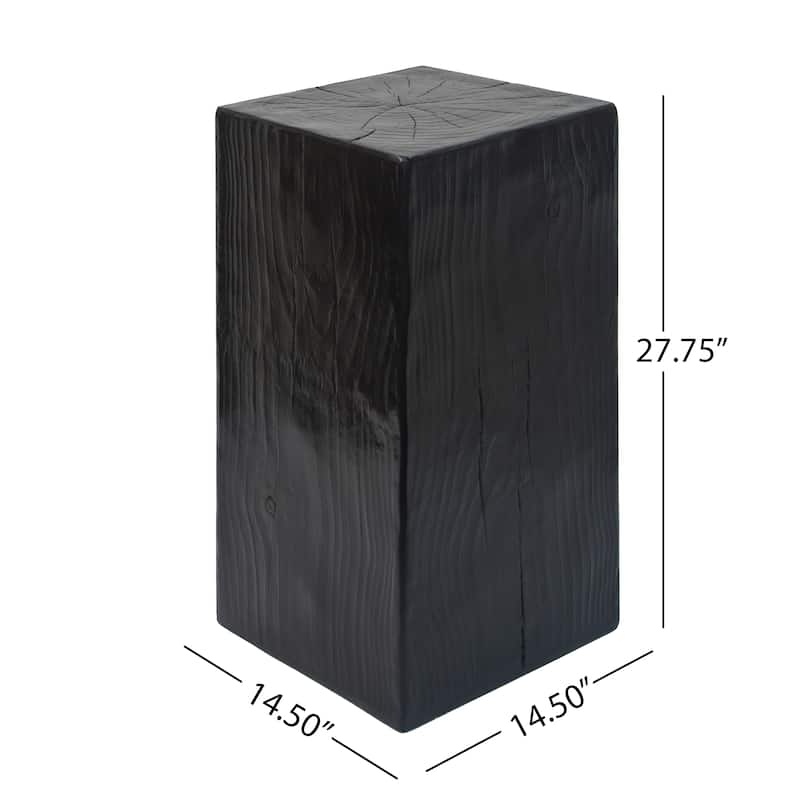 Distressed Wood-Effect End Table • Square Column Design in Multi-Height Set • Weather-Resistant for Indoor & Outdoor Decor