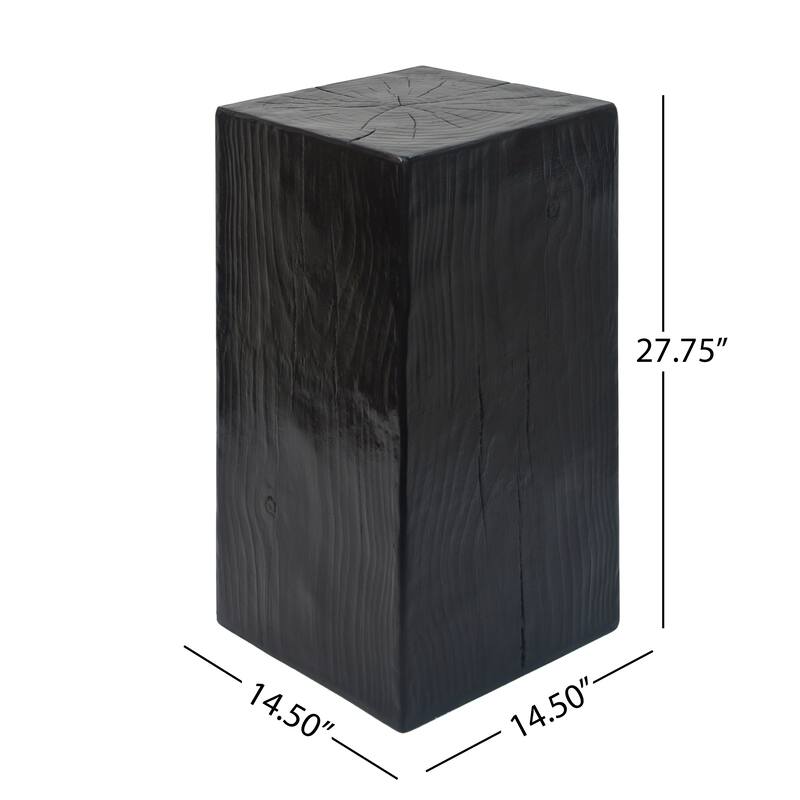 Roomfitters 27.75" Square-Column MGO End Table, Distressed Wood-Look Pedestal for Indoor/Outdoor Use