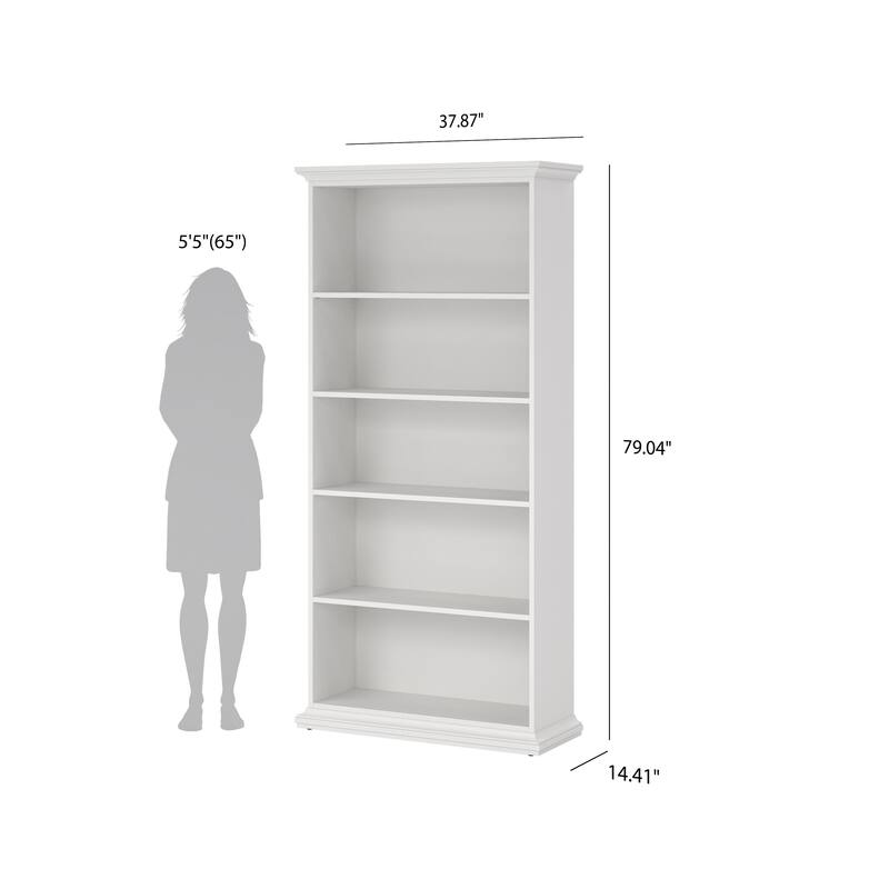 Porch & Den Virginia White Tall Wide 5-shelf Bookcase