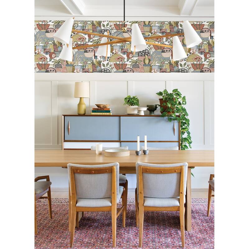 A-Street Prints Fika Mustard Blissful Birds and Blooms Wallpaper