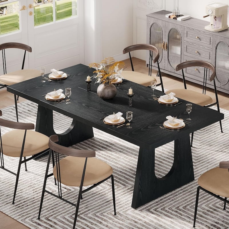71" Farmhouse Dining Table for 6-8, Large Rustic Rectangular Kitchen & Dinner Table with Solid Wood Legs
