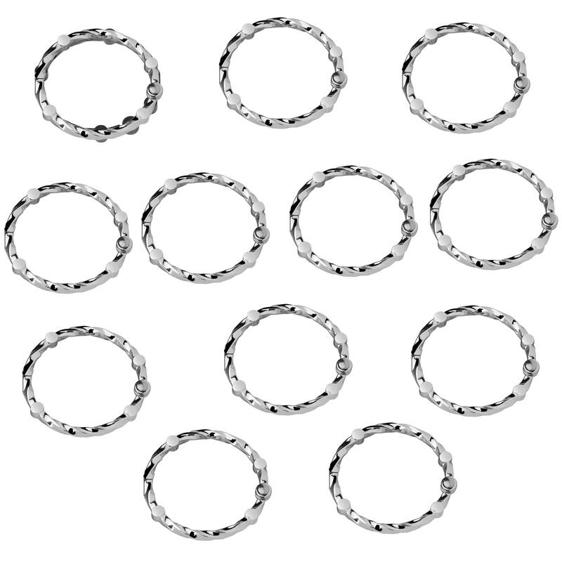 Utopia Alley Shower Eternity Curtain Rings, Rustproof Zinc Shower Rings, set of 12 - Polished Chrome