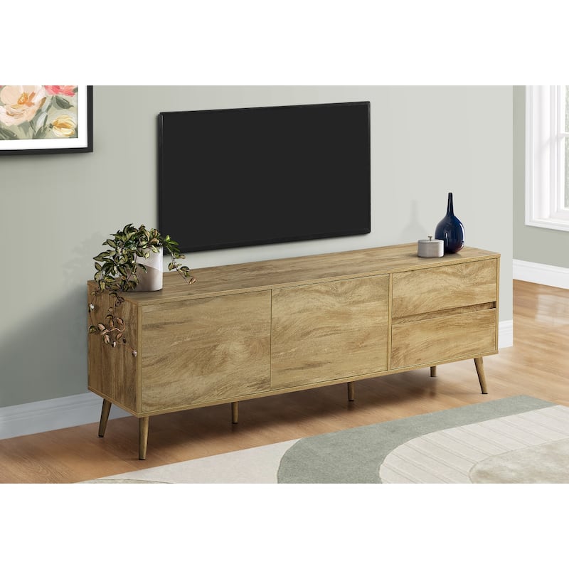 Tv Stand, 72 Inch, Console, Media Entertainment Center, Storage Drawers, Storage Cabinet, Brown Laminate, Transitional