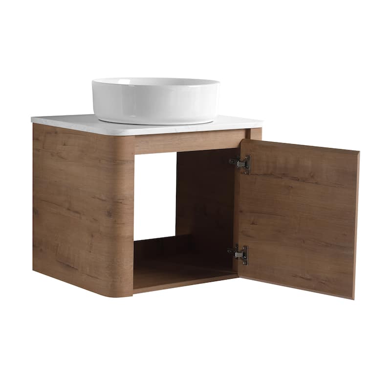 Wall-Mounted Bathroom Vanity With Ceramic Art Sink