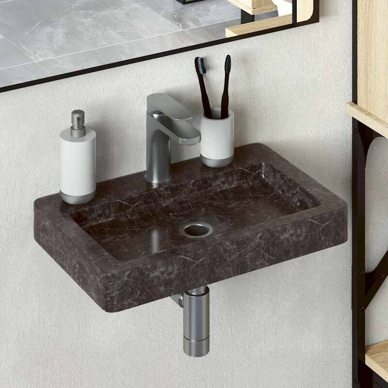 vidaXL Wall-mounted Sink Gray/Cream/Black 15"x9.4"x2.6" Marble