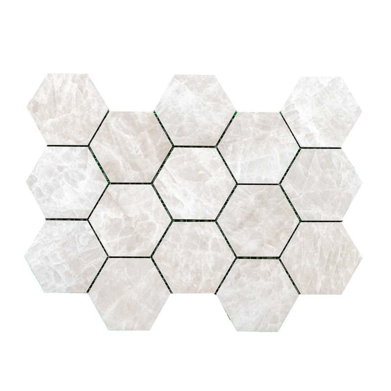 Galleria White 3x3 Semi-Polished Porcelain Hexagon Mosaic Tile - Floor, Wall, Backsplash