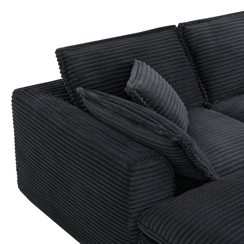 Roomfitters 142"x82" Modular U-Shaped Sectional Sofa with Ottomans, Corduroy Upholstery, Extra Wide Deep Cushions