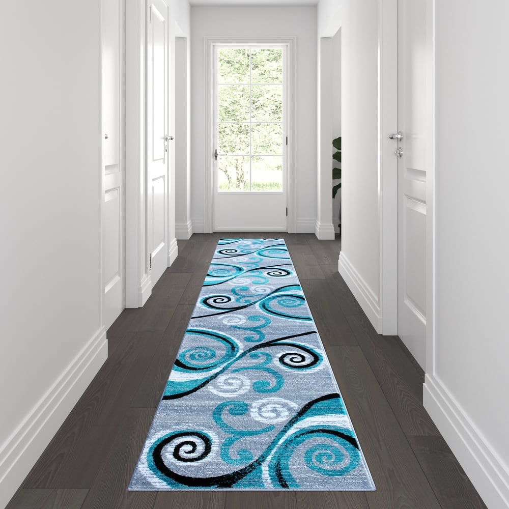 Modern Distressed Swirl Abstract Style Indoor Area Rug