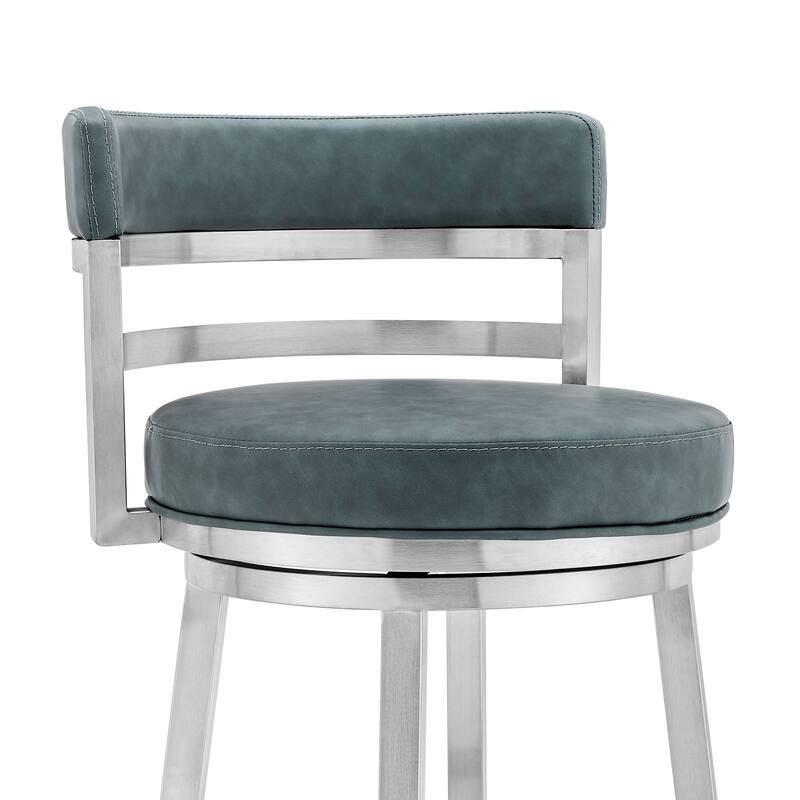 Madrid Modern Swivel Bar Stool, Upholstered Counter Height Chair with Metal Frame