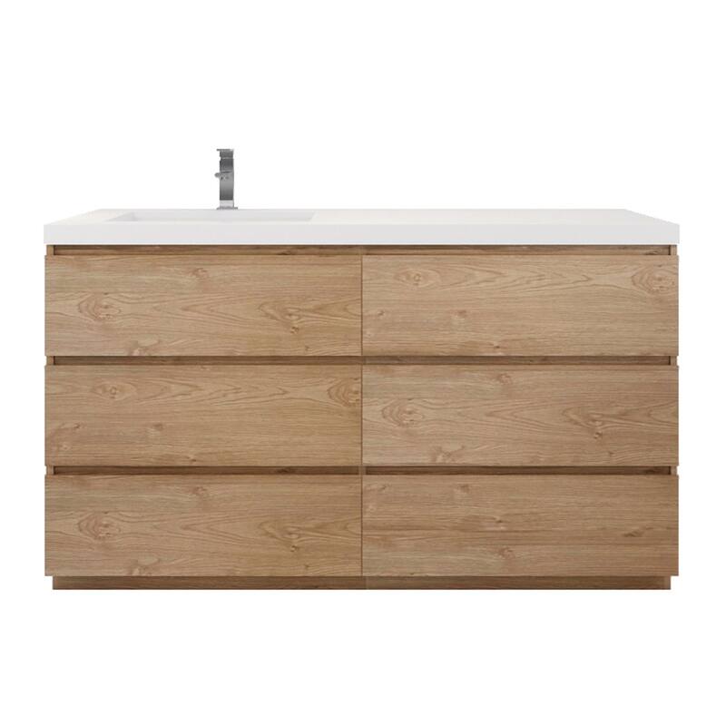 Aron 60'' Freestanding Vanity with Left Single Sink - 60'' Width - New England Wood