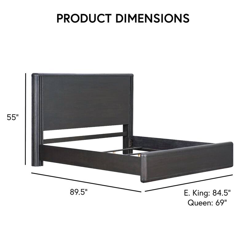 Furniture of America Caelan II Modern 5-Piece Black Solid Wood Panel Bedroom Set with Motion Light