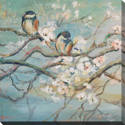 "Spring Branch with Birds 1" Print on Canvas