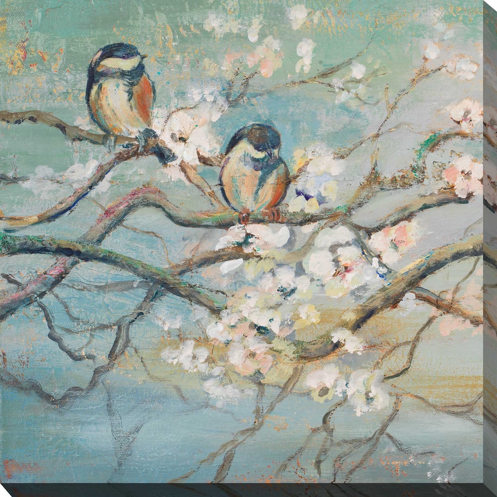 "Spring Branch with Birds 1" Print on Canvas