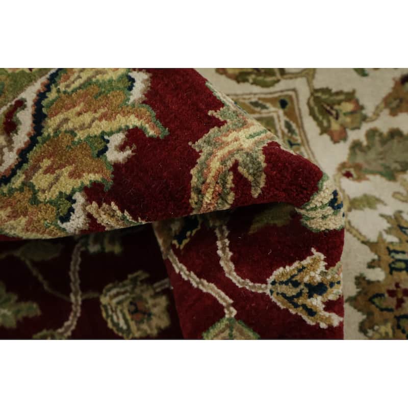 Hand Knotted Oriental 100% Wool Carpet Traditional All-Over Red Agra Area Rug - 12' 0'' X 9' 0''