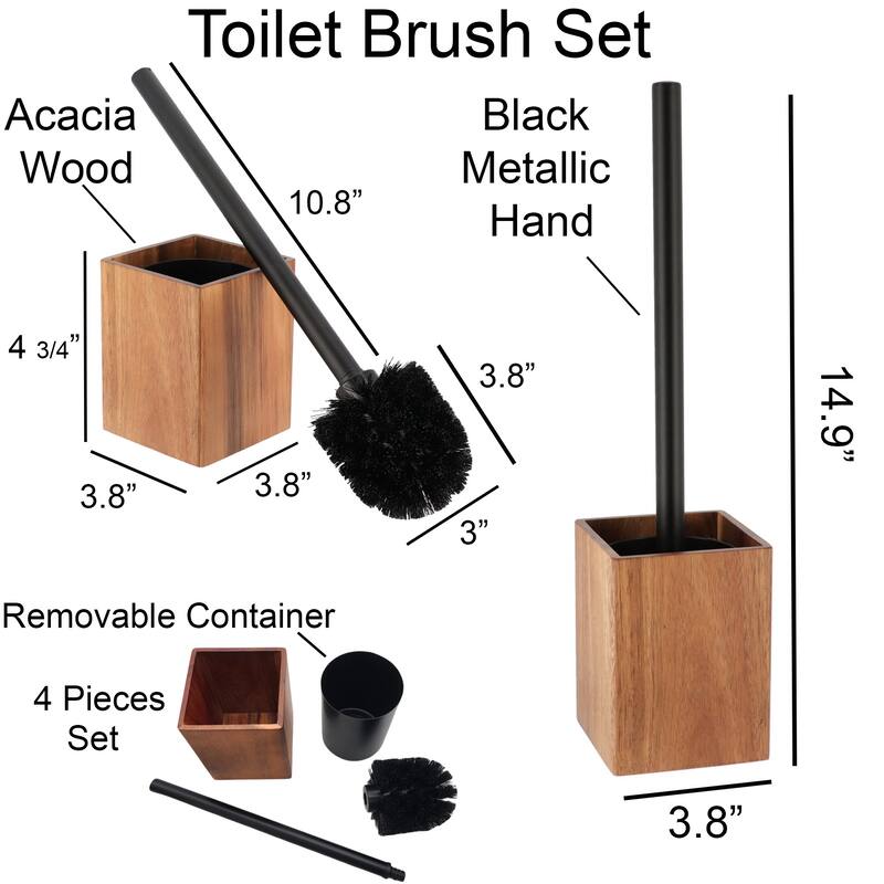 Acacia Wood Bathroom Accessory Set Collection