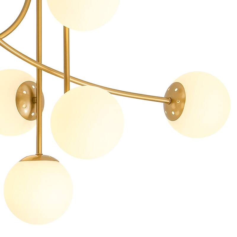 Modern 6-Light Milky Glass Globe Sputnik Semi Flush Mount