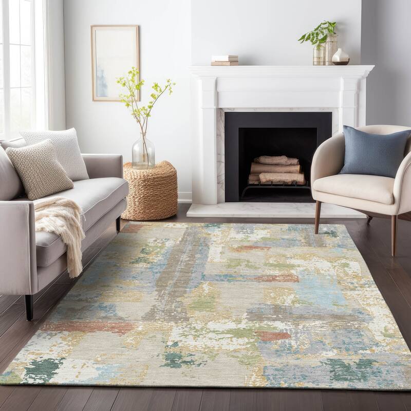 Machine Washable Indoor/Outdoor Casual Contemporary Chantille Rug