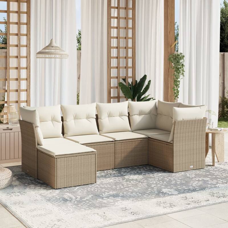 vidaXL Garden Sofa Set Beige/Black/Brown/Grey - Beige and cream 5 Piece