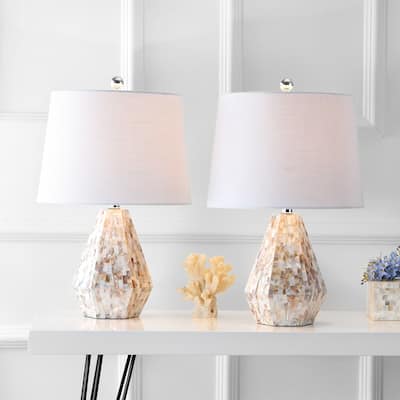 Jocelyn 21" Seashell LED Table Lamp, Natural Ivory (Set of 2) by JONATHAN Y