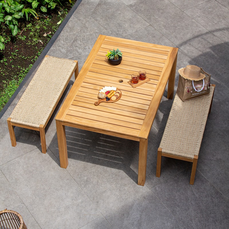 Cambridge Casual Paxton Teak Wood Outdoor Backless Bench