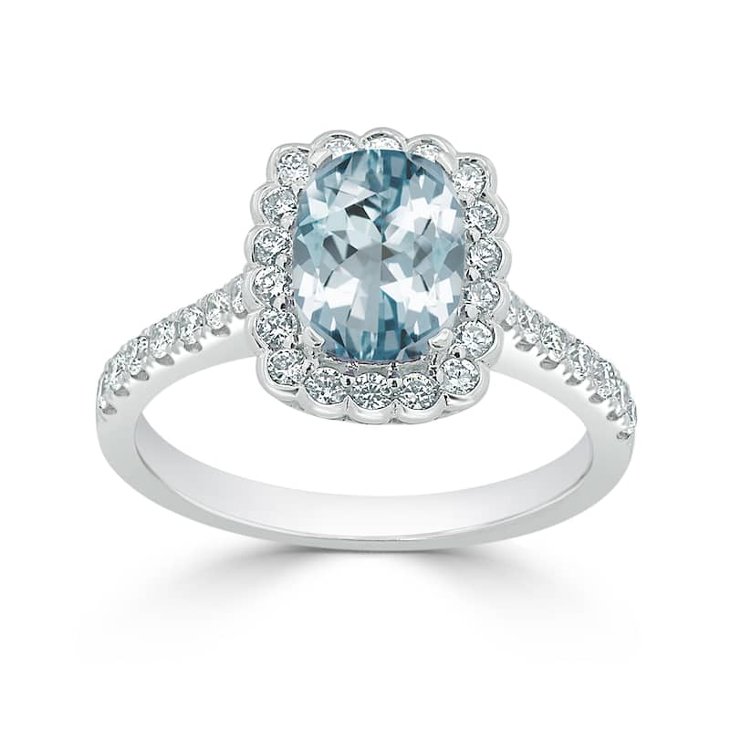 Auriya Vintage 3/4ct Cushion-cut Aquamarine Halo Diamond Engagement Ring 1/2ctw 14k Gold