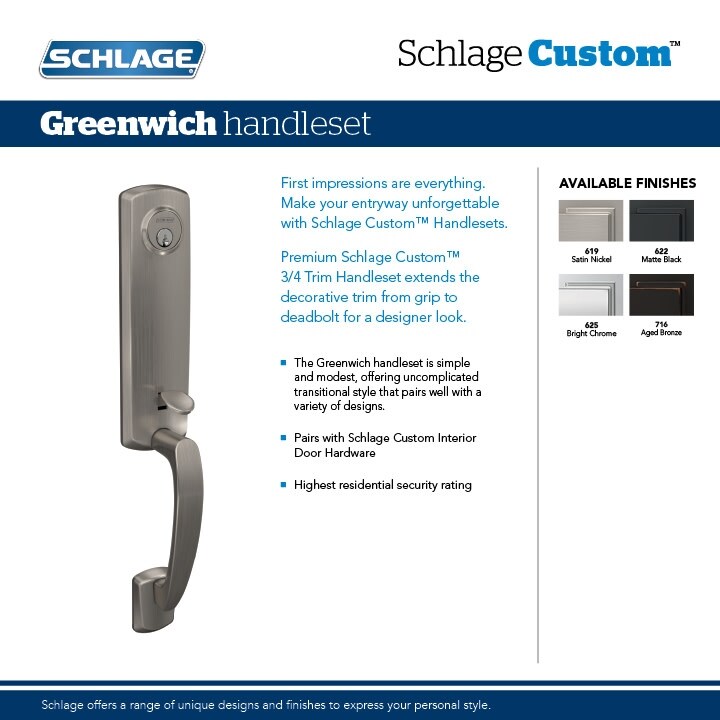 Shop Schlage Fct58 Grw Custom Greenwich Keyed Entry Single