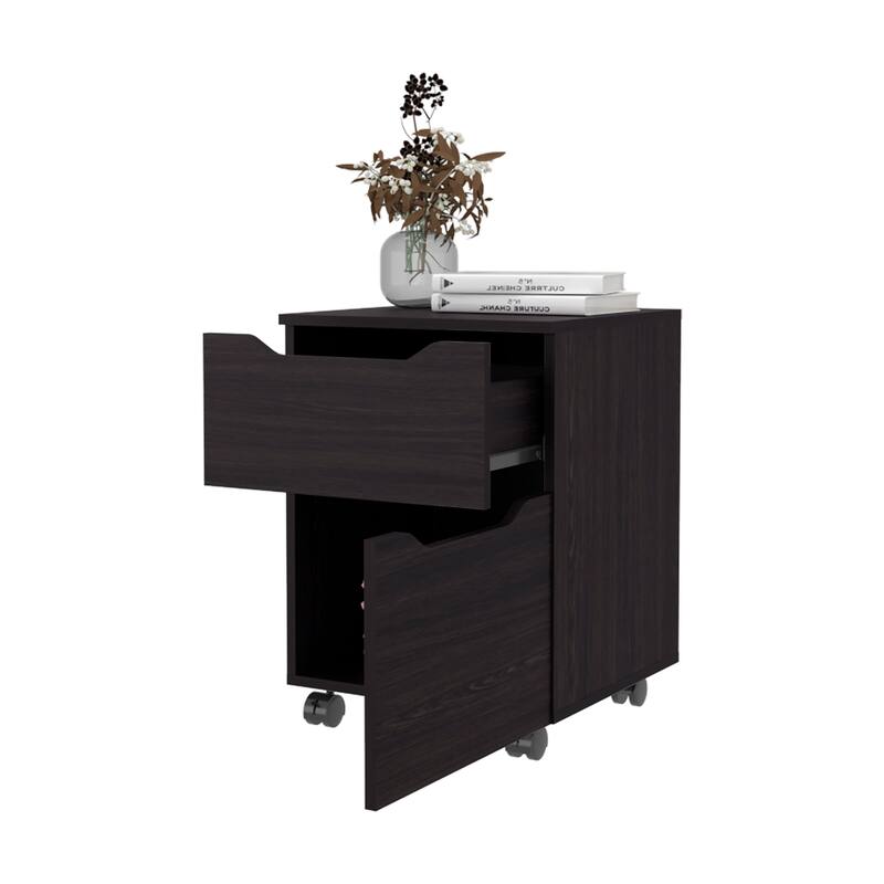 Wengue Nightstand for bedroom,with 1 Door and 1 Drawer