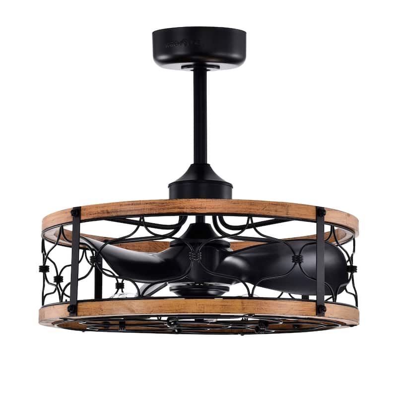 Cornelia 24 Inch Farmhouse Matte Black Finish Fandelier with Remote - N/A